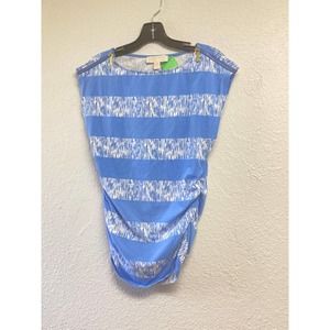 Michael Kors Blue Sleeveless top size M  Logo Zipper at Shoulders